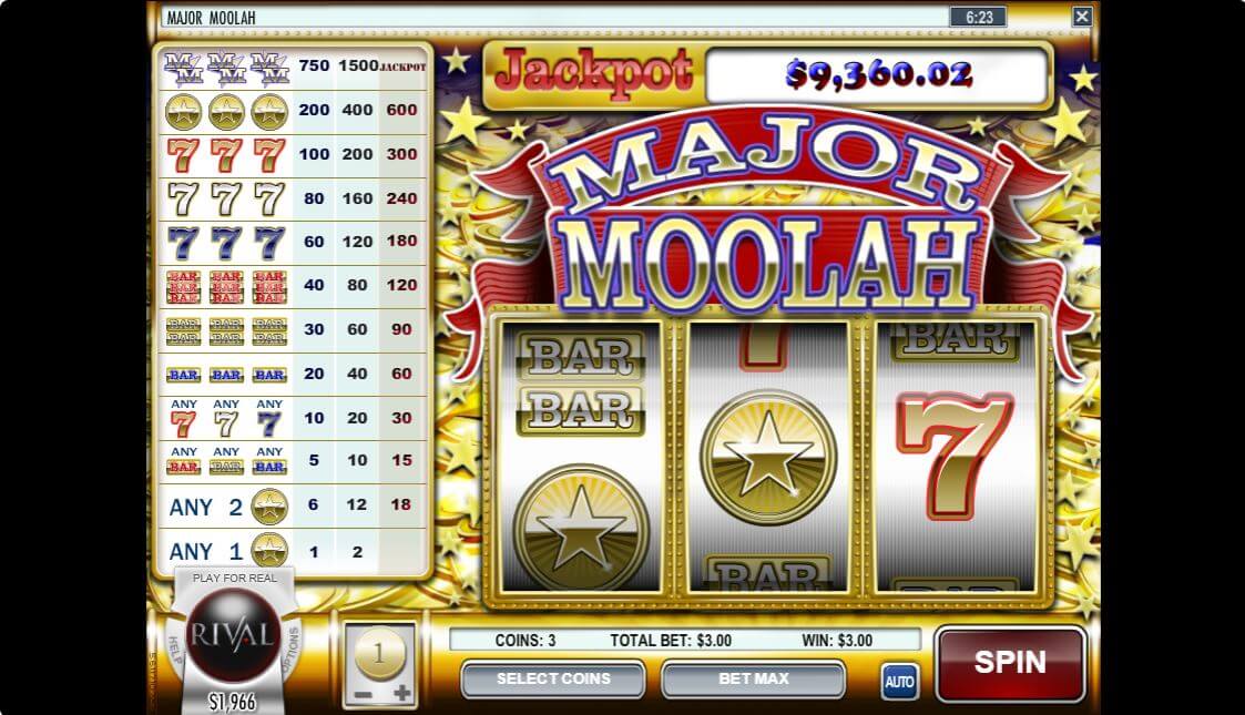 Rival Major Moolah Online Slot Special Features